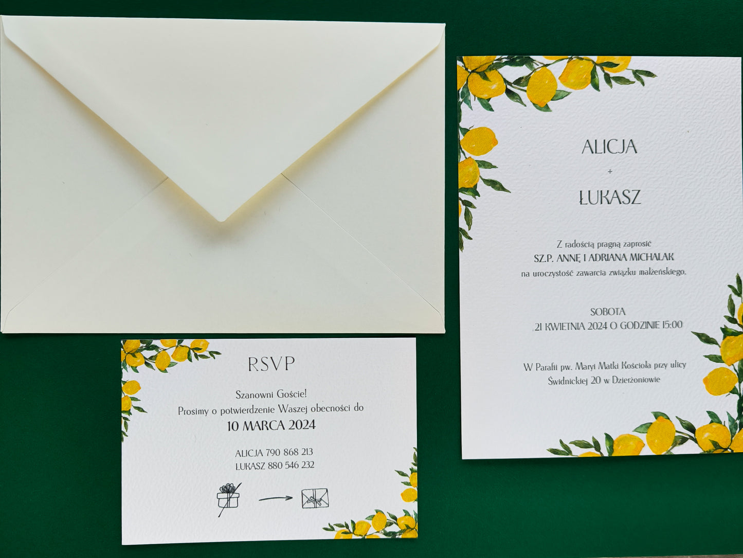 Zaproszenie ślubne Lemon Bliss