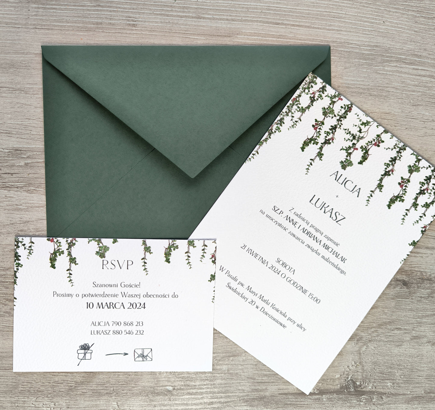 Zaproszenie ślubne Cool Green