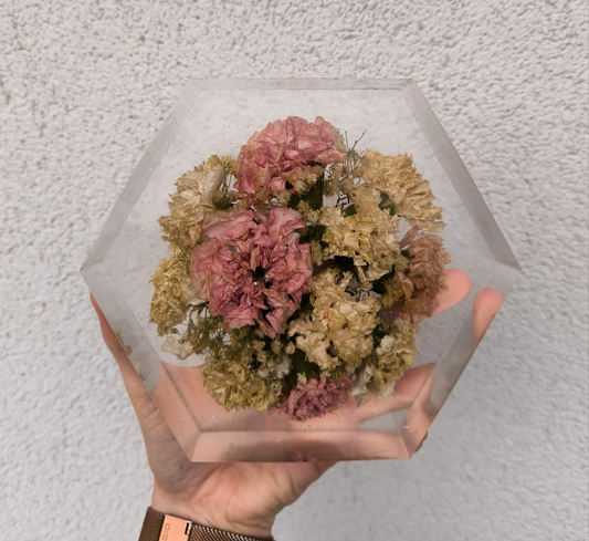 Bukiet ślubny w żywicy heksagon S