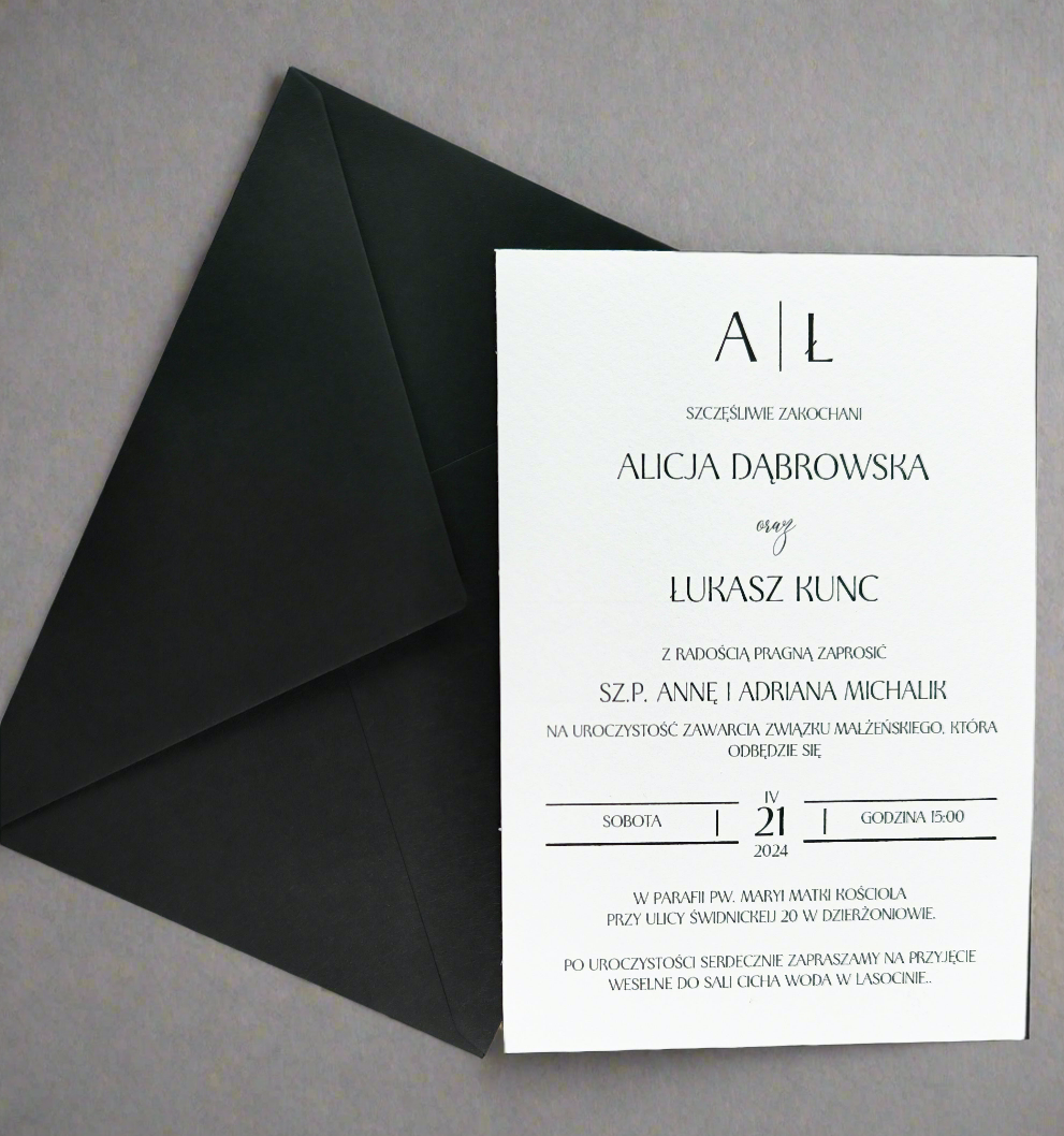 Zaproszenie ślubne Modern Black&White