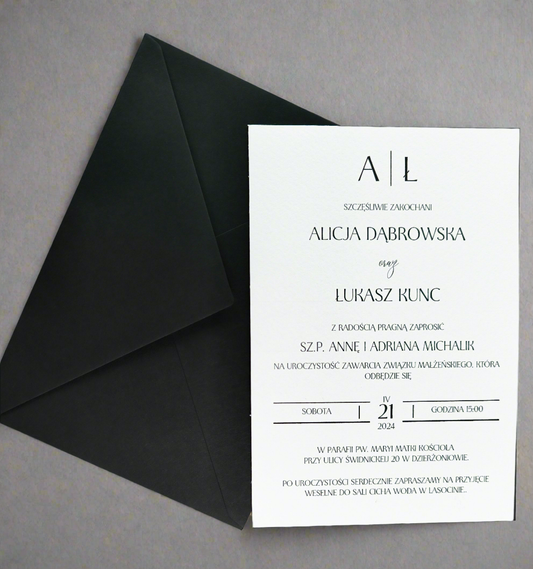 Zaproszenie ślubne Modern Black&White