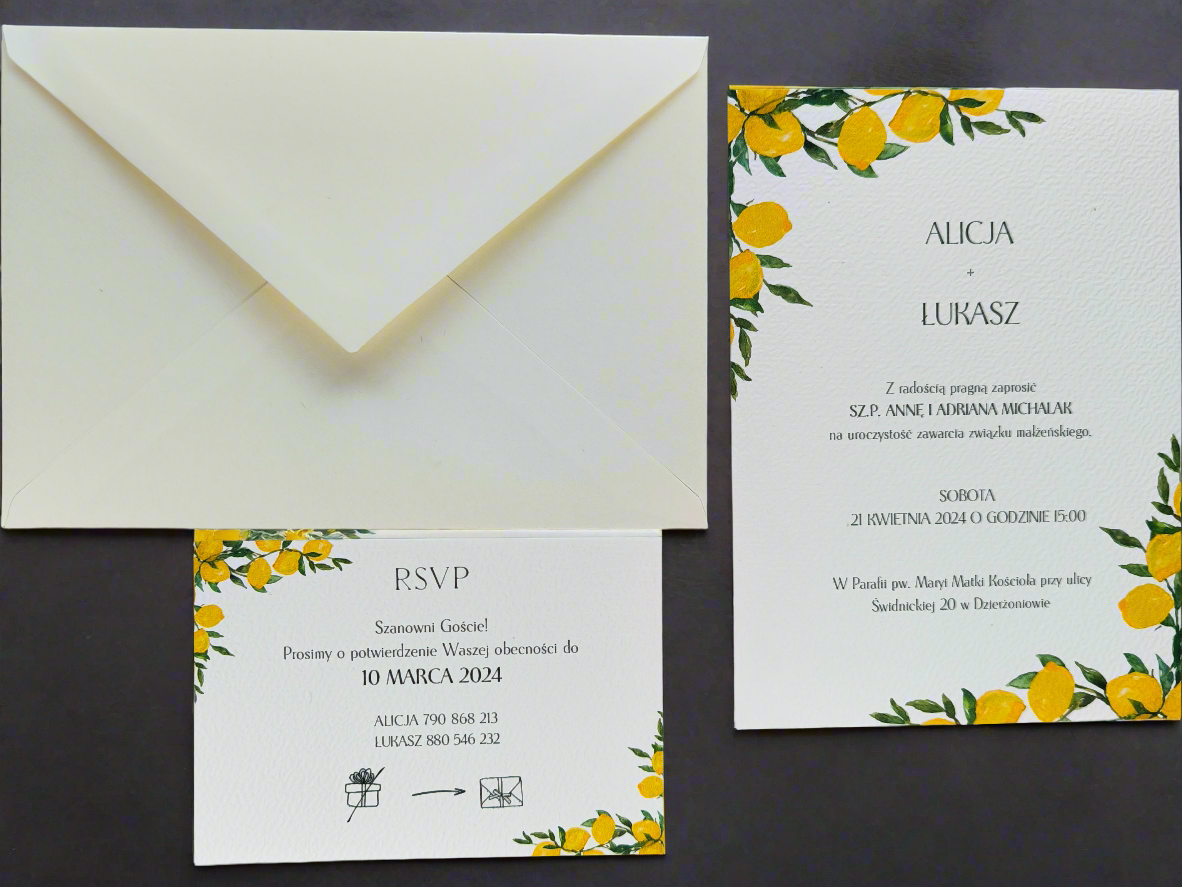 Zaproszenie ślubne Lemon Bliss