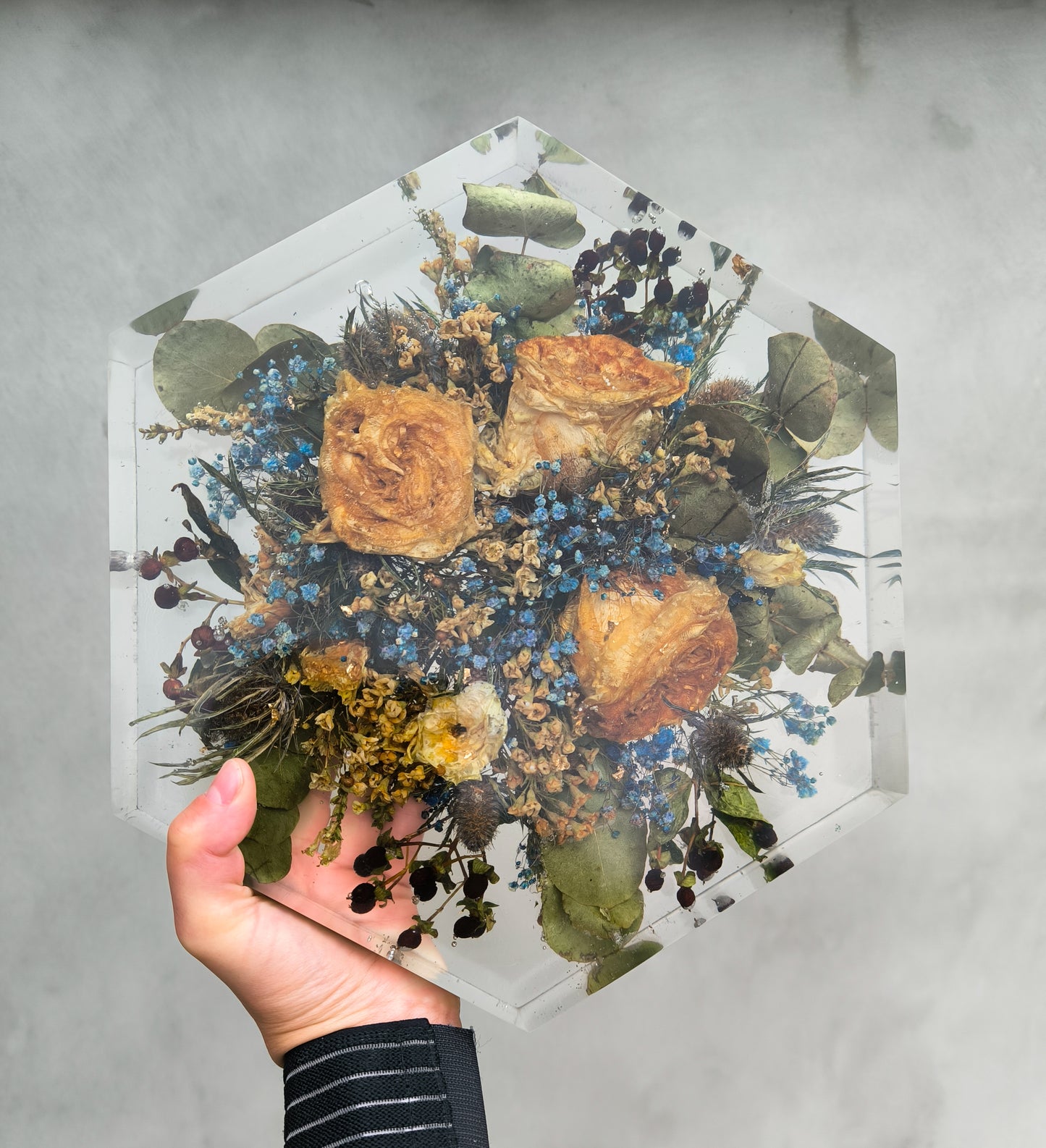 Bukiet ślubny w żywicy heksagon L