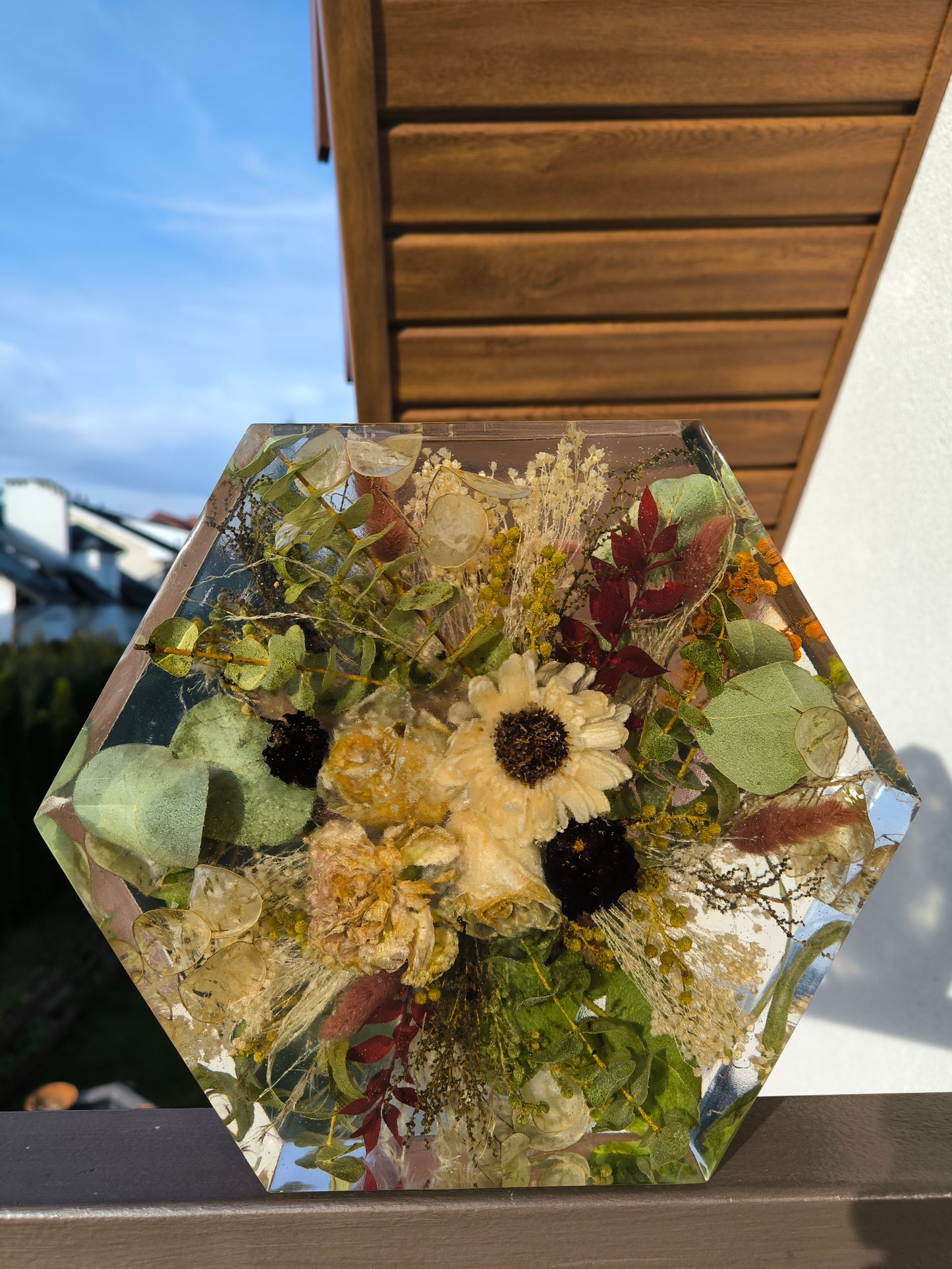 Bukiet ślubny w żywicy heksagon L