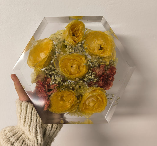 Bukiet ślubny w żywicy - heksagon M