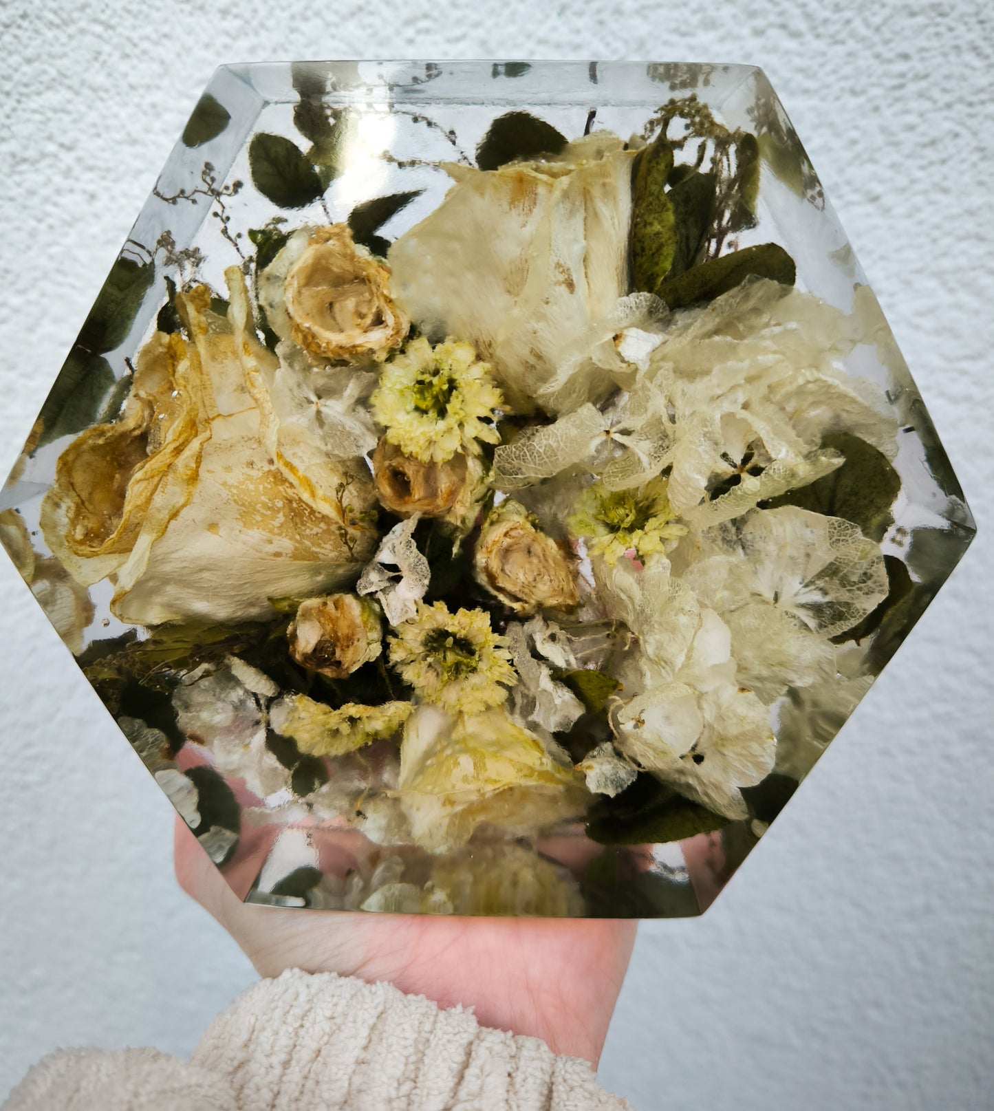 Bukiet ślubny w żywicy heksagon S